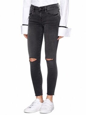 Frame Denim Le Skinny de Jeanne Black Ripped Distressed Jeans sz 28 / 6